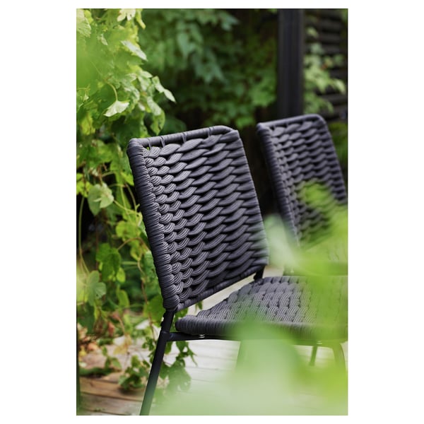 TEGELÖN Silla para int/ext, gris oscuro/negro