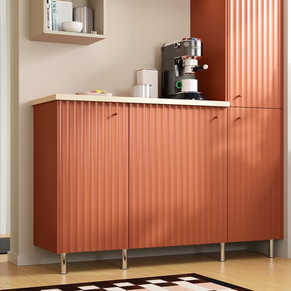 TERRSJÖ Puerta, rojo-café motivo de ondas, 61x76 cm