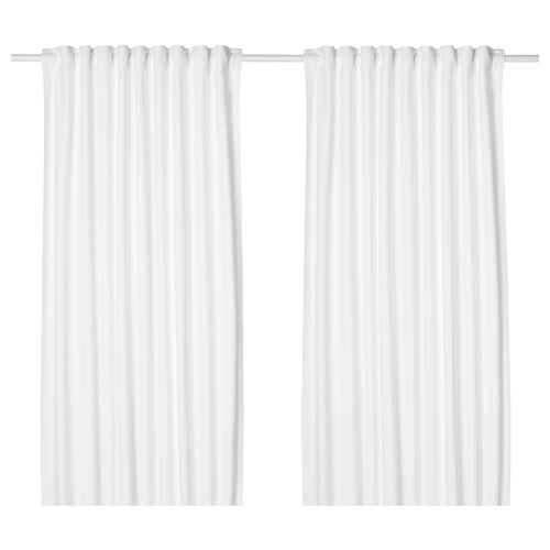 TIBAST Cortinas, 1 par, blanco/con cinta de fruncir, 145x250 cm