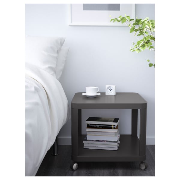 TINGBY Mesa de centro con ruedas, gris, 50x50 cm