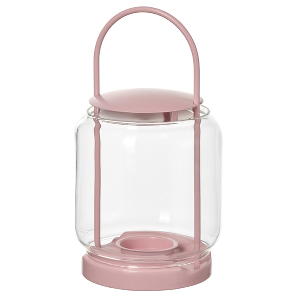 TOFSAND Farol vela peq int/ext, rosa, 21 cm