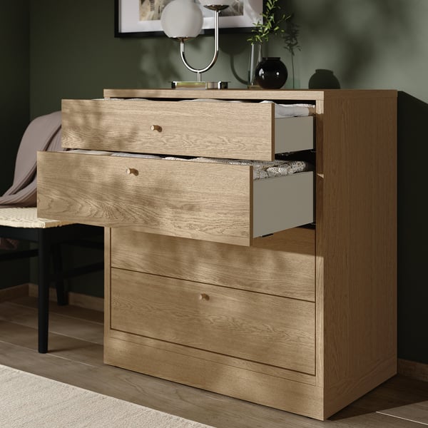 TONSTAD Cómoda de 4 cajones, chapa roble, 82x47x90 cm