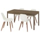 TONSTAD / GRÖNSTA Mesa y 4 sillas, café chapa roble/blanco, 150x80 cm