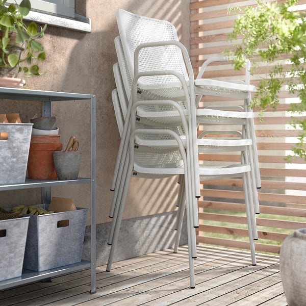 TORPARÖ Silla con reposabrazos, exterior, blanco
