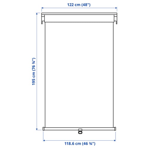 TRETUR Persiana enrollable, bloqueo de luz, blanco, 122.0x195 cm