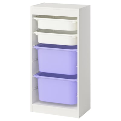 TROFAST Combinación de almacenaje con cajas, blanco blanco/lila, 46x30x94 cm