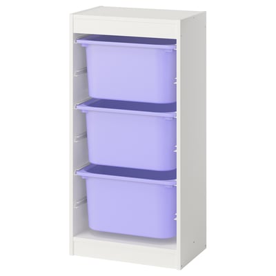 TROFAST Combinación de almacenaje con cajas, blanco/lila, 46x30x94 cm