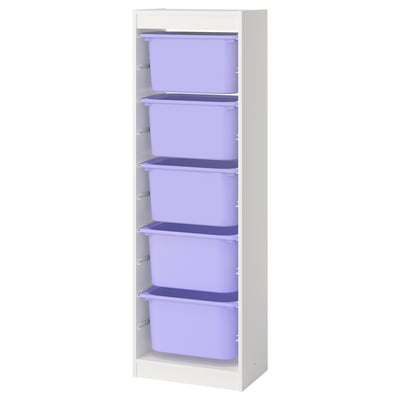 TROFAST Combinación de almacenaje con cajas, blanco/lila, 46x30x145 cm