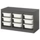 TROFAST Combinación de almacenaje con cajas, gris/blanco, 99x44x56 cm