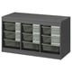 TROFAST Combinación de almacenaje con cajas, gris/gris verde claro, 99x44x56 cm