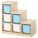 TROFAST Combinación de almacenaje con cajas, pino tte claro blanco/azul claro, 94x44x91 cm