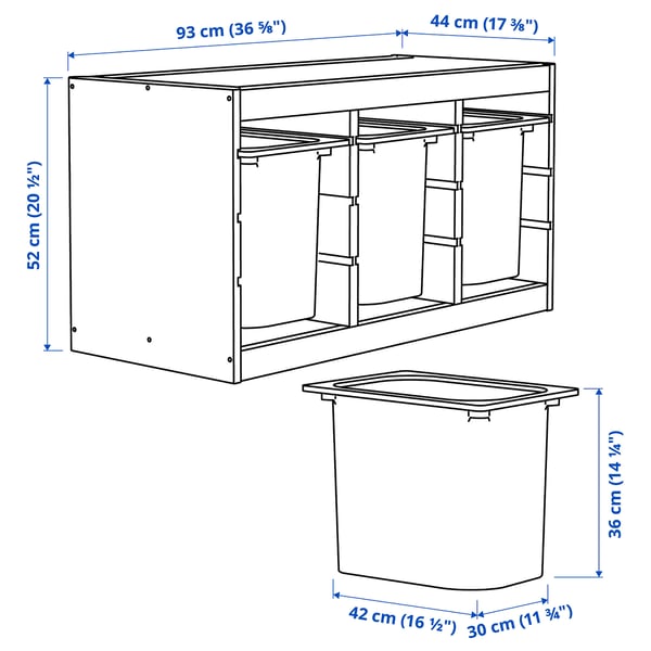 TROFAST Combinación de almacenaje con cajas