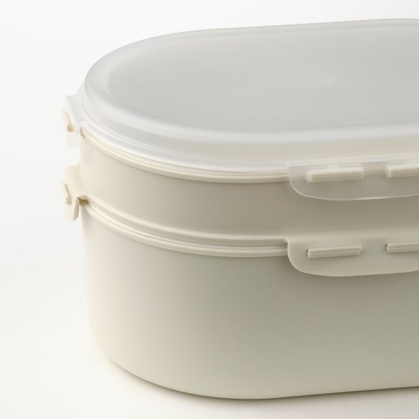 UTBJUDA Lonchera apilable p/alimentos secos, gris claro/beige