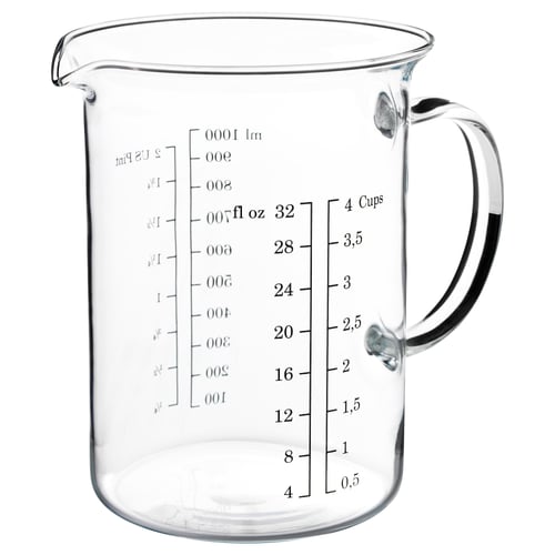 VARDAGEN Jarra graduada, vidrio, 1.0 l