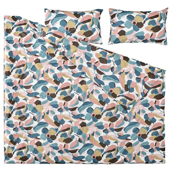 VIDEOXBÄR Funda nórdica +funda(s) de almohada, blanco/multicolor, King