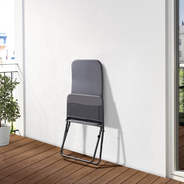VIGGSÖ Silla exterior, plegable gris oscuro