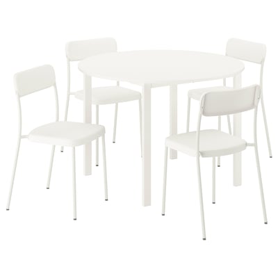 VIHALS / VIHALS Mesa y 4 sillas, blanco blanco/blanco, 107 cm