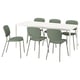 VIHALS / VIHALS Mesa y 6 sillas, blanco blanco/verde Tibbleby gris/verde, 180x74 cm