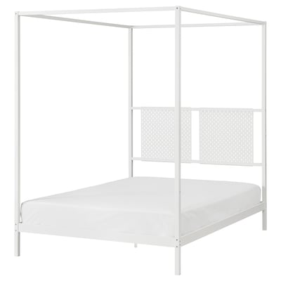 VITARNA Base de cama con dosel, blanco Luröy/Skådis blanco, Matrimonial