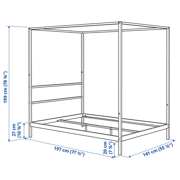 VITARNA Base para cama con dosel, blanco, Matrimonial