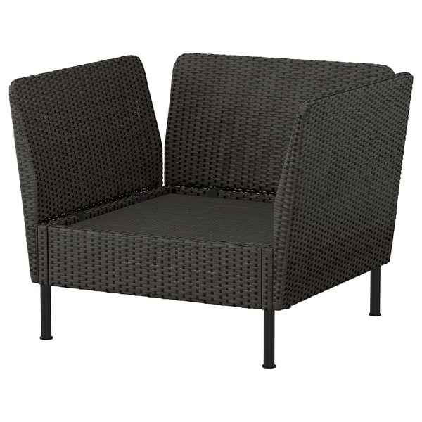 VITTSKÄR Camastro modular, mimbre de plástico gris oscuro