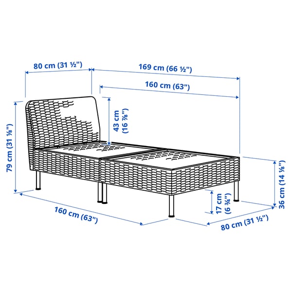 VITTSKÄR Chaise longue modular