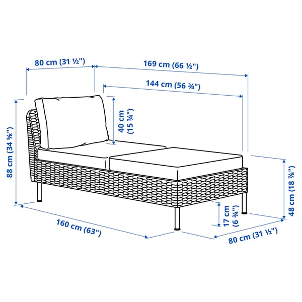 VITTSKÄR Chaise longue modular