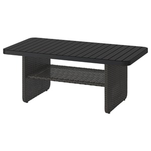 VITTSKÄR Mesa de centro, mimbre de plástico exterior/gris oscuro, 110x58 cm