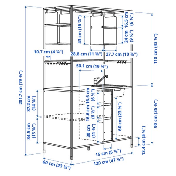 Illustration with measurements for the product: ÄSPINGE.