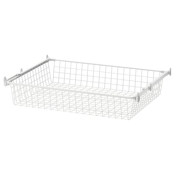 An ALTARLIDEN white wire basket with a pull-out rail for easy access. Rectangular, mesh design.