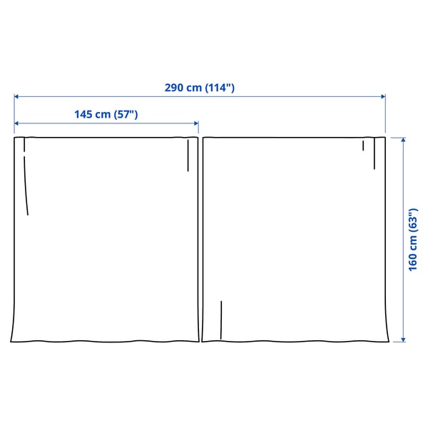 ALVINE SPETS Net curtains, 1 pair, white/with heading tape, 145x160 cm
