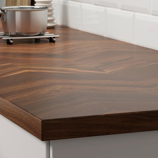 Walnut chevron kitchen countertop, BARKABODA series.
