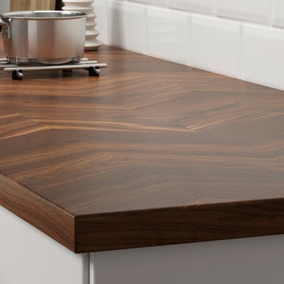 Walnut chevron kitchen countertop, BARKABODA series.