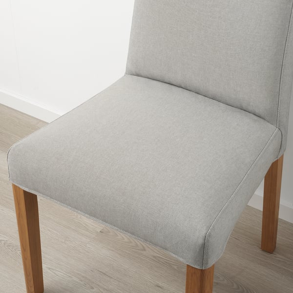 Grey fabric chair with wood legs