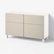 BESTÅ Storage combination w doors/drawers, white/Lappviken/Stubbarp light grey-beige, 120x42x74 cm