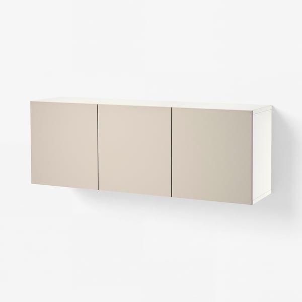 BESTÅ Wall-mounted cabinet combination, white/Lappviken light grey-beige, 180x42x64 cm