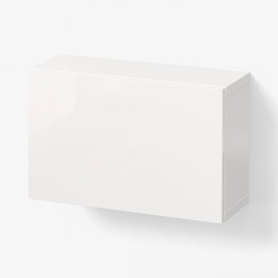 BESTÅ Wall-mounted cabinet combination, white/Selsviken high-gloss/white, 60x22x38 cm