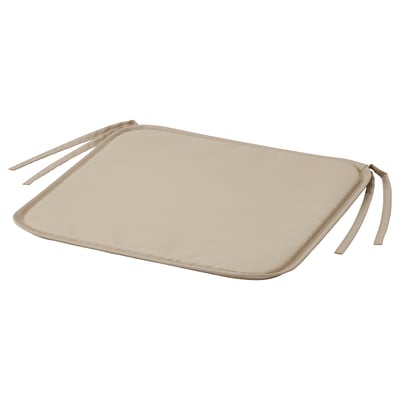 Beige BRÄMÖN chair cushion, square, water-resistant fabric.