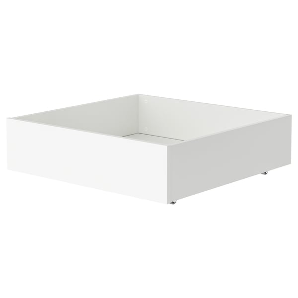 BRUKSVARA white under-bed storage box, rectangular, minimalist design with castors for easy access.