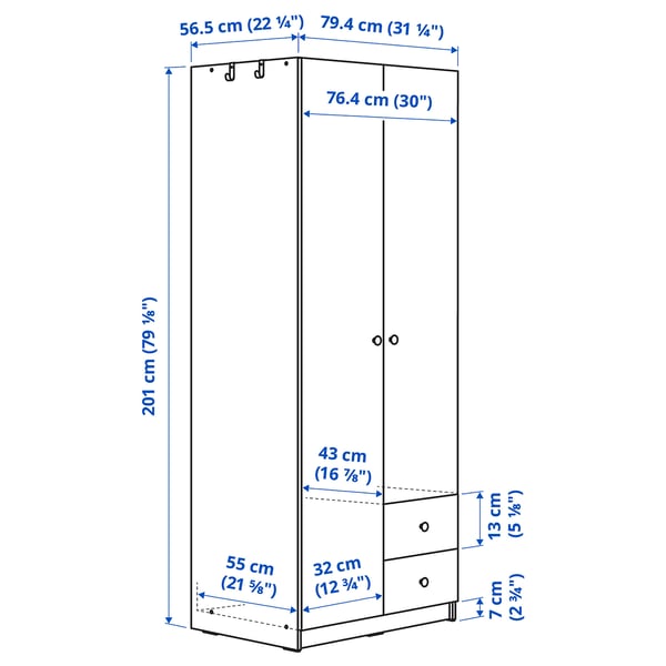 Illustration with measurements for the product: BRUKSVARA.