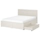 FÅGELFJÄLLET cream bed with storage drawers, minimalist design.