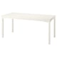 White HAUGA rectangular dining table with birch veneer and pine legs.