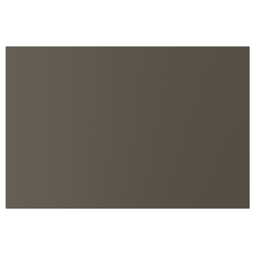 A HAVSTORP flat panel in dark brown with sleek, straight lines and a smooth, painted surface made from acrylic and fibreboard.