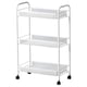 HORNAVAN white 3-tier bathroom storage trolley with wheels for easy movement, steel and plastic construction.