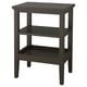 Black wooden IDANÄS side table with two shelves. Modern and functional design.