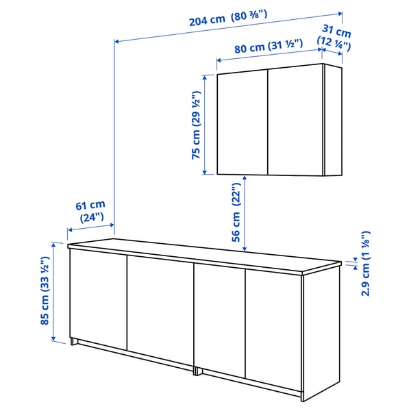 Illustration with measurements for the product: KNOXHULT.