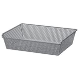 KOMPLEMENT metal mesh basket, grey, rectangular, with round hole design.