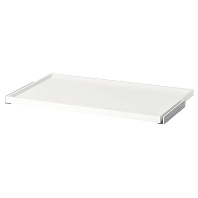 White KOMPLEMENT pull-out tray for wardrobe storage, fiberboard with paper foil, silent slide.