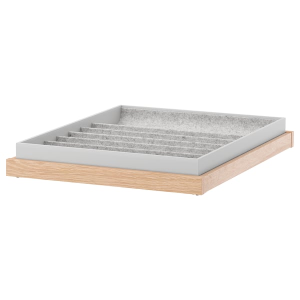 KOMPLEMENT organise tray, white, felt interior, wooden base, rectangular, minimalist design.