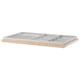 KOMPLEMENT grey organiser tray with multiple compartments for accessories on a wooden base.